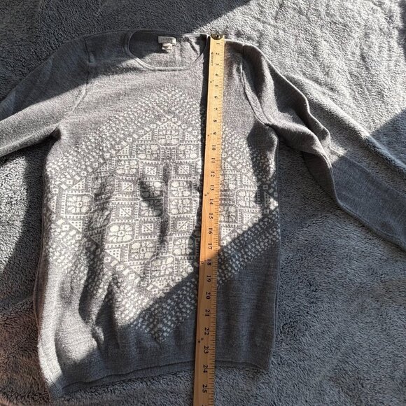 J Crew Women Sweater Small Merino Wool Preppy Nordic Print Outdoor Western 18891 - Picture 6 of 9